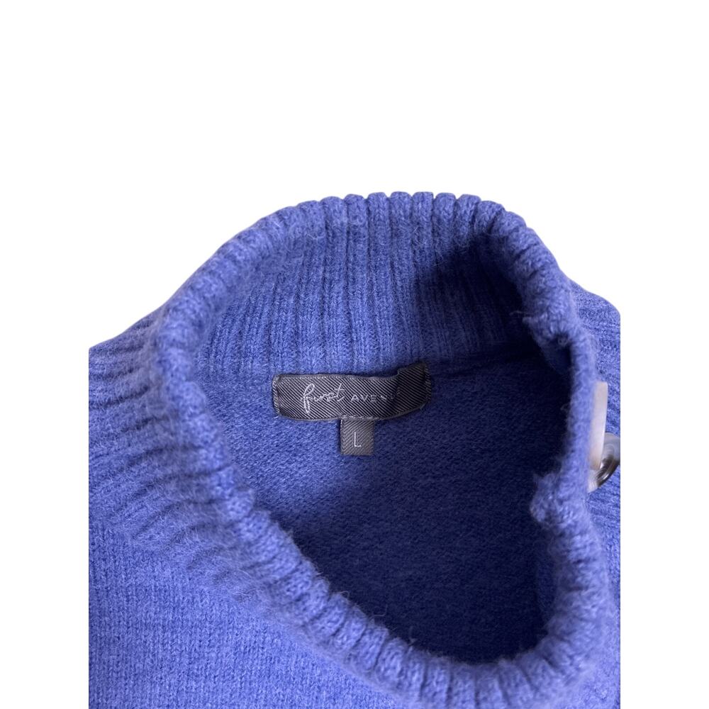 Womens Large Blue Striped Sweater Button Shoulder Old Money Minimalist Knit - Picture 3 of 5